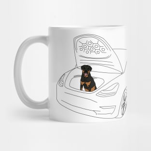 Rottie in a Tesla Model 3 Frunk Mug